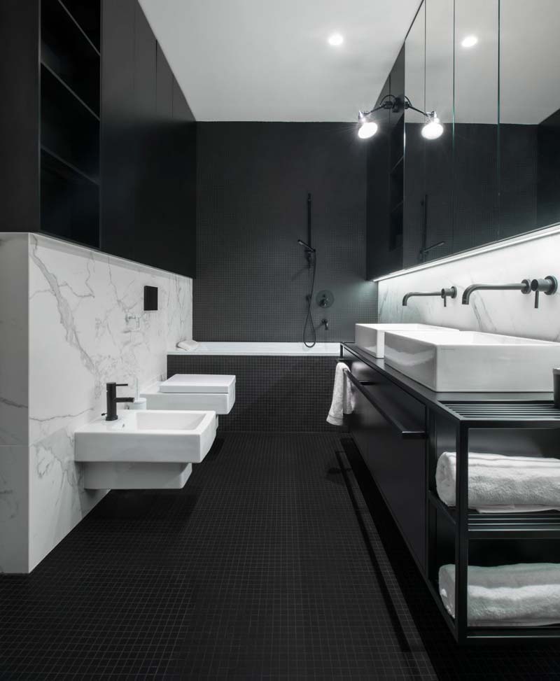 Badkamers met voorbeelden grotendeels zwart Badkamers met voorbeelden grotendeels zwart
