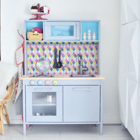 IKEA Duktig speelgoedkeuken hacks achterwand behang ikea duktig speelgoedkeuken hacks behang