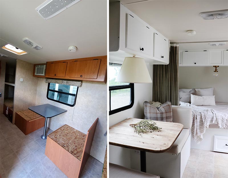 Deze gedateerde caravan is verbouwd met een budget van 1500 euro | Bron: Wanderfulrvinteriors.com