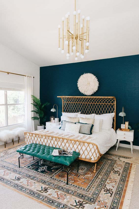 donkerblauw interieur muur