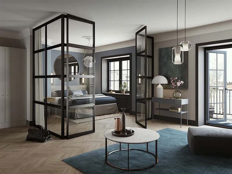 donkerblauw interieur vloerkleed