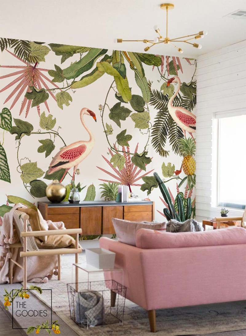 flamingo behang woonkamer flamingo behang woonkamer
