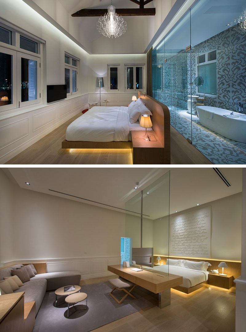 luxe hotel verlichting onder bed