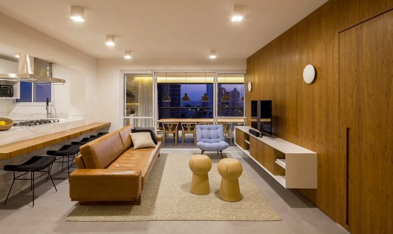 modern appartement met-warme natuurlijke tinten