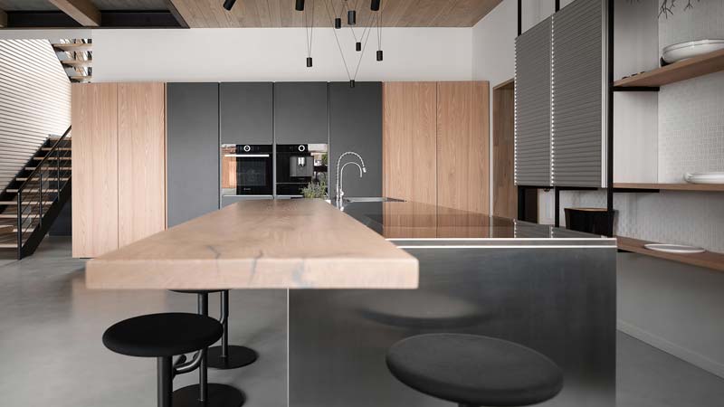 moderne keuken grijs hout
