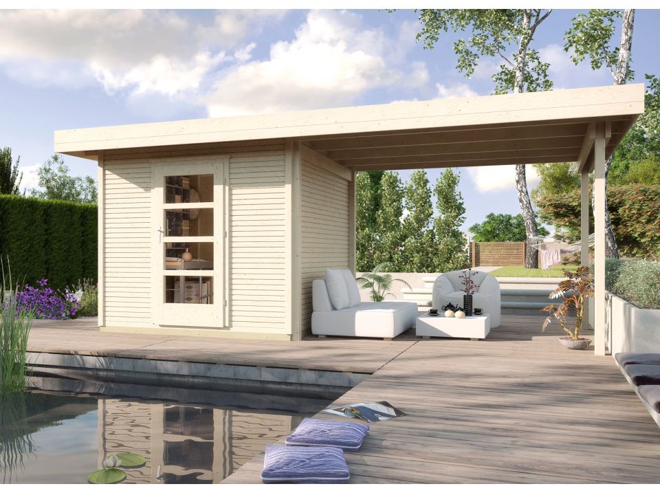 Overdekte loungeplek in de tuin Overdekte loungeplek in de tuin
