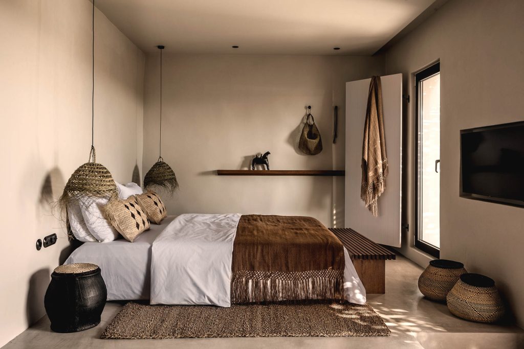 rustieke luxe bohemian slaapkamer casa cook kos