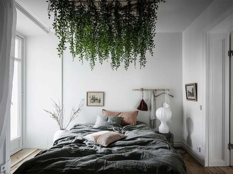 sfeervolle slaapkamer planten 