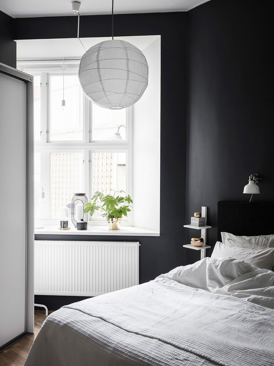 stoere-scandinavische-slaapkamer-met-zwarte-muren- stoere-scandinavische-slaapkamer-met-zwarte-muren-