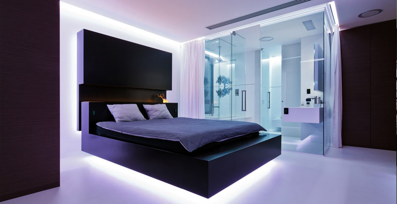 verlichting onder bed futuristische slaapkamer