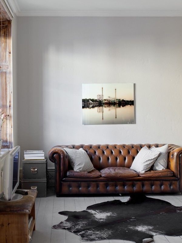 Vintage bruine leren bank
