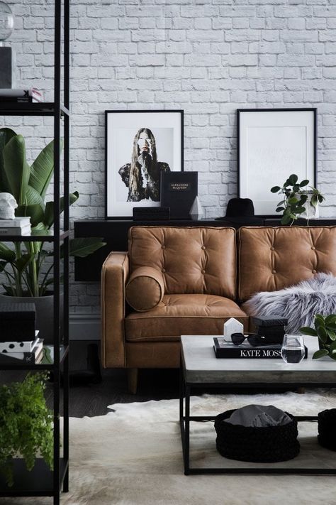 Vintage bruine leren bank