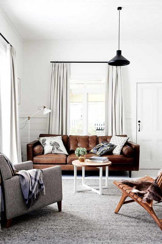Vintage bruine leren bank