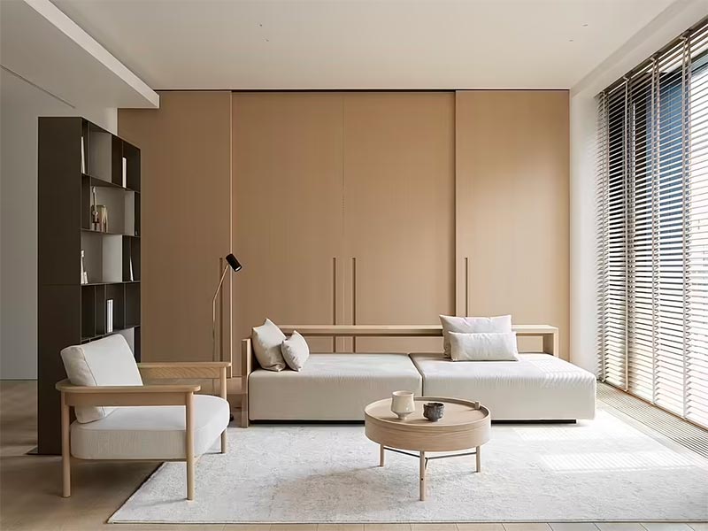 woonkamer houten schuifwanden