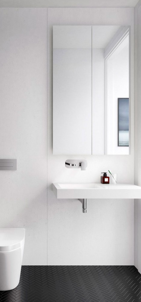 Zwart wit minimalistische badkamer