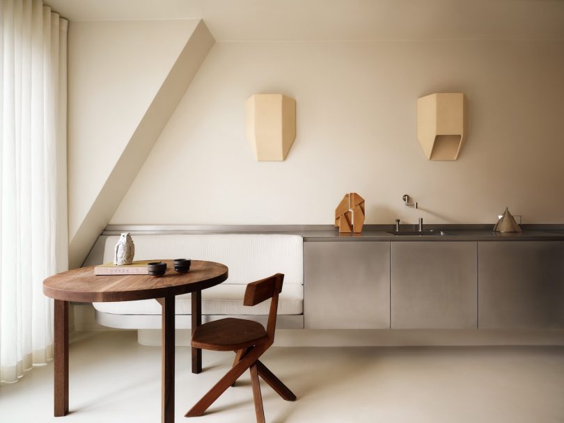 zwevende rvs keuken vaste eetbank